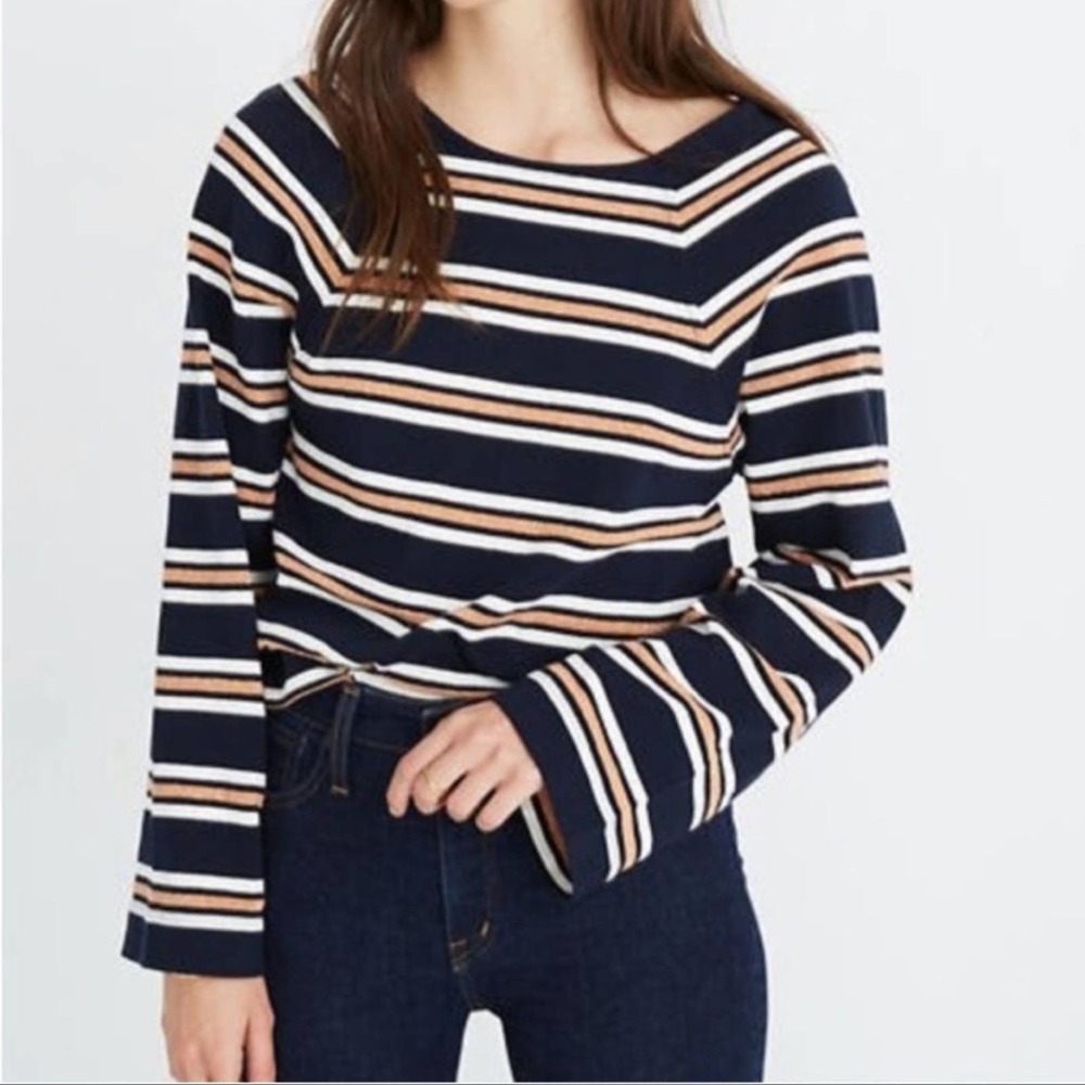 Madewell Metallic Stripe Wide Sleeve Sweater XS